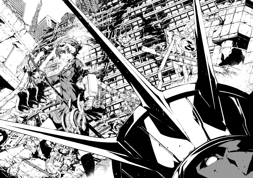 1boy, 1girl, absurdres, after_battle, blank_eyes, blazer, blood, blood_on_face