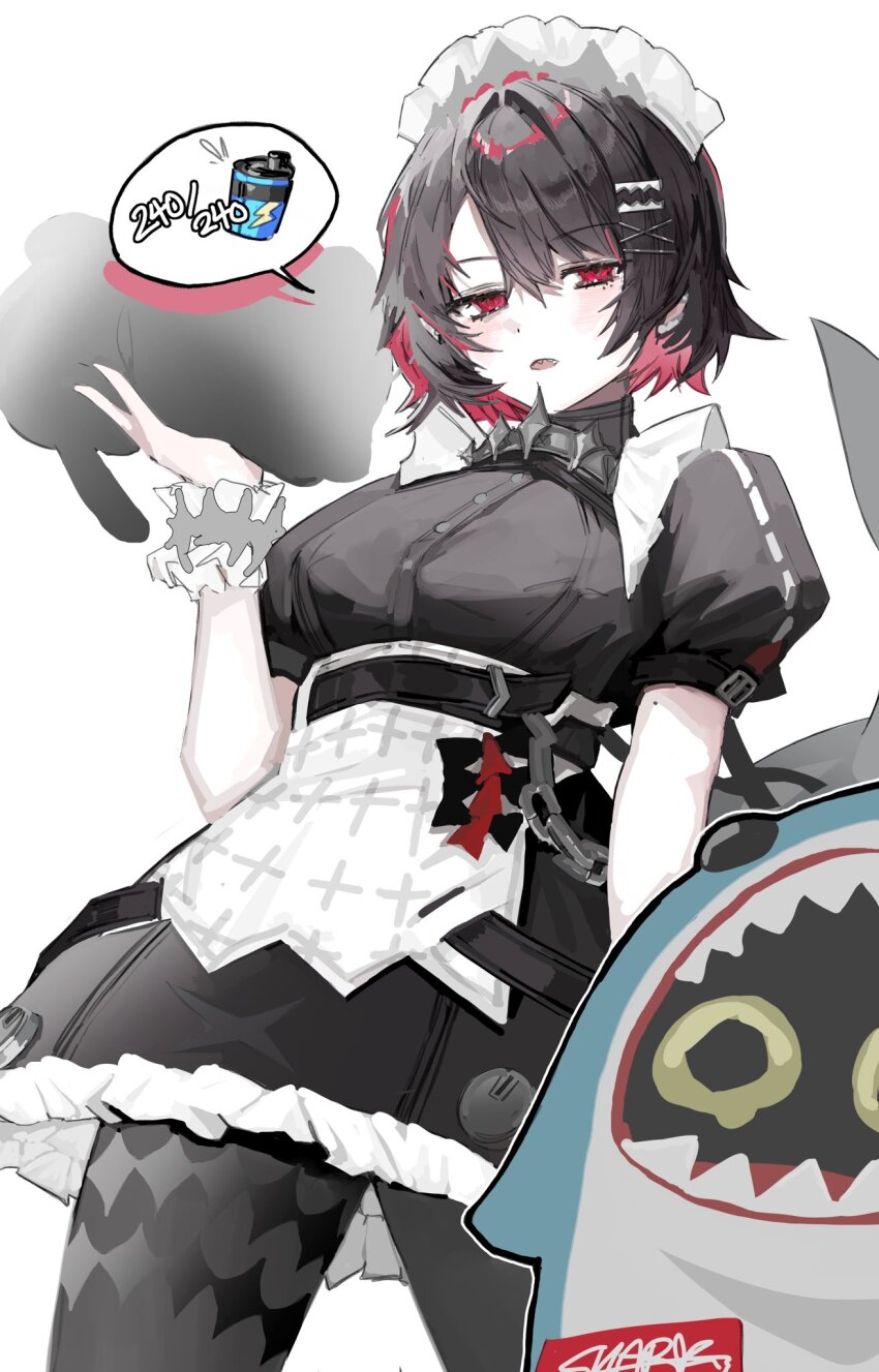 1girl, black_dress, black_hair, blush, choker, colored_inner_hair, cowboy_shot, dress