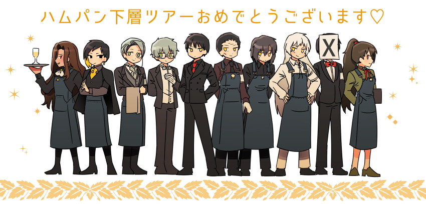 3girls, 6+boys, abel_(project_moon), abram_(project_moon), absurdres, adam_(project_moon), apron, ayin_(project_moon)