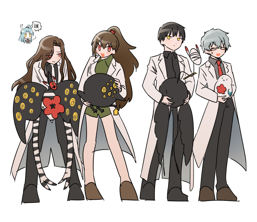 2boys, 3girls, absurdres, angela_(project_moon), animal, apocalypse_bird, ayin_(project_moon), benjamin_(project_moon)