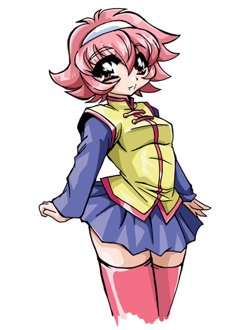 00s, 1girl, ahoge, arms_at_sides, awayuki_himeno, bad_id, bad_pixiv_id, female_focus