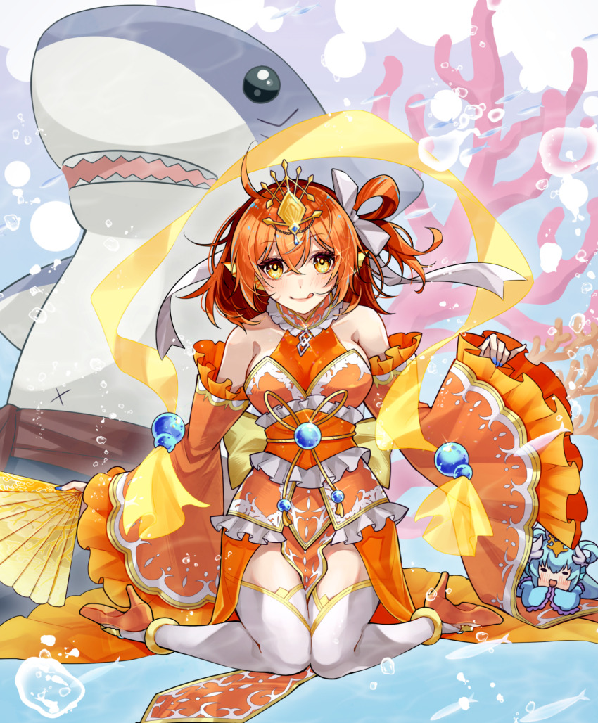 2girls, ahoge, blue_nails, boots, breasts, cosplay, detached_sleeves, fate/grand_order