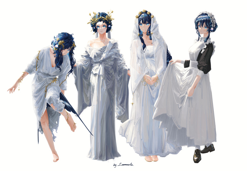 1girl, absurdres, alternate_costume, animal_ears, apron, arknights, astesia_(arknights), bare_shoulders