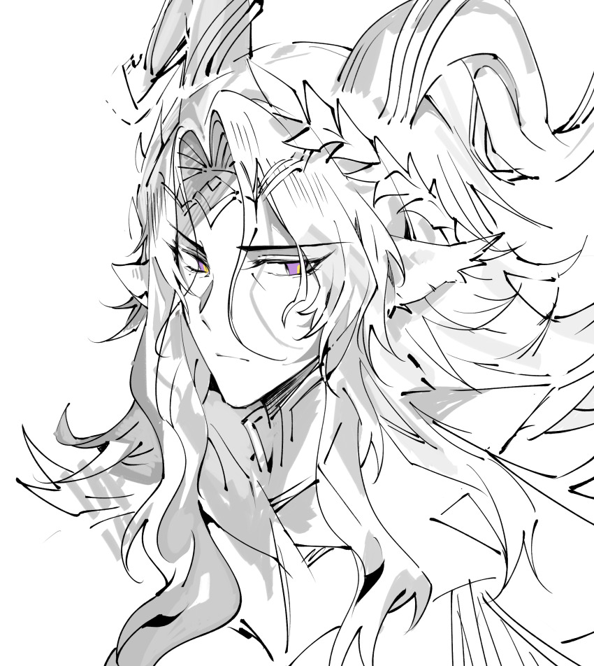 1boy, absurdres, alabaster_(fuzixi17884), animal_ears, arknights, chinese_commentary, circlet, closed_mouth