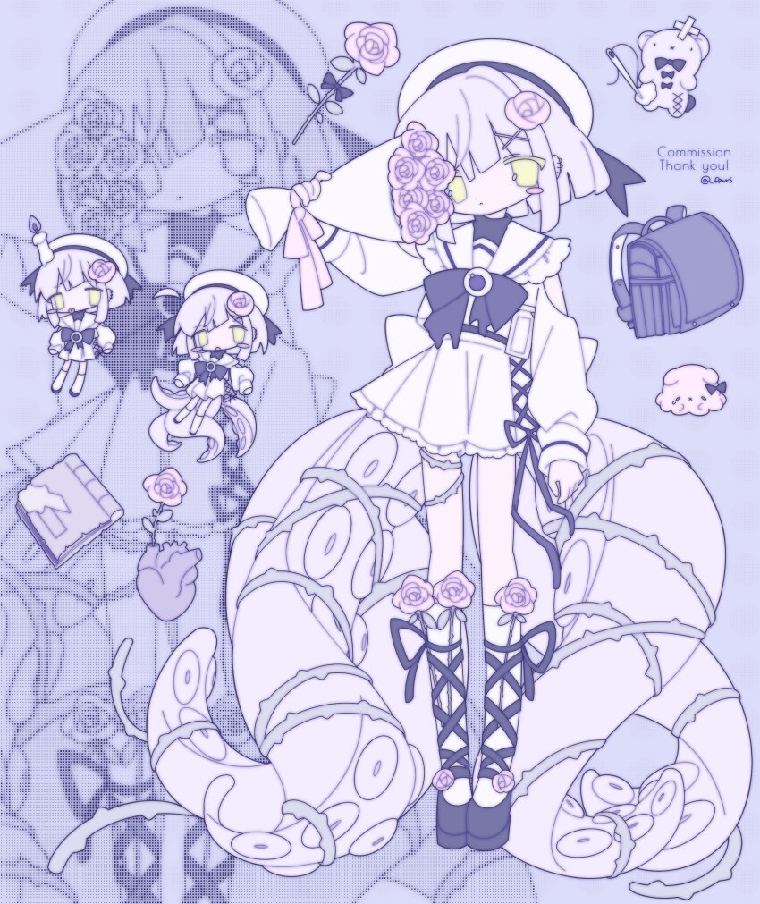 1girl, absurdres, backpack, bad_id, bad_twitter_id, bag, black_shoes, blunt_bangs