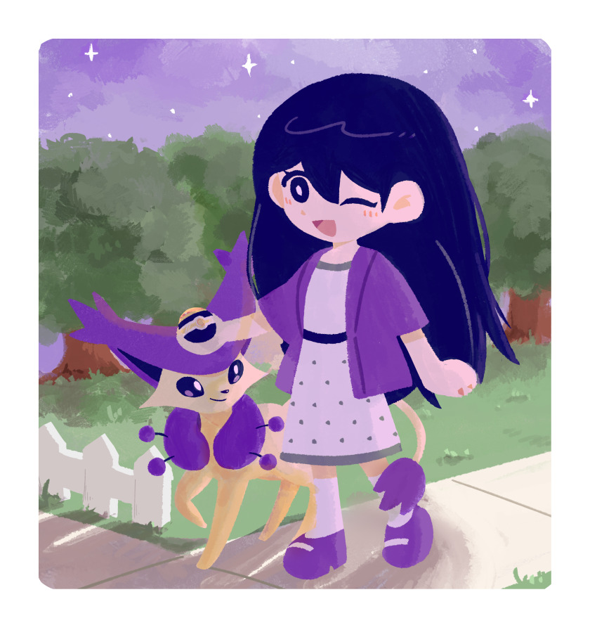 1girl, absurdres, black_eyes, black_hair, blush, chibi, chibi_only, crossover