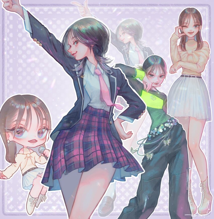 1girl, animification, belt, black_belt, black_hair, black_jacket, black_pants, blazer