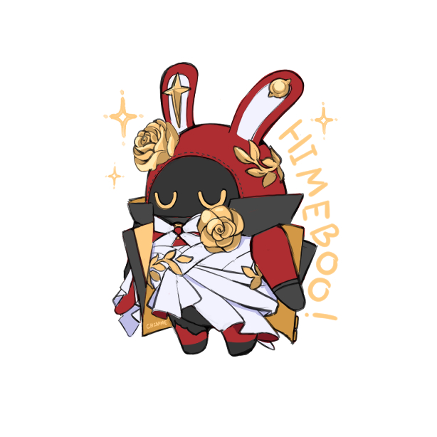 1other, bangboo_(zenless_zone_zero), chewinggum_p, chibi, closed_eyes, company_connection, cosplay, dress