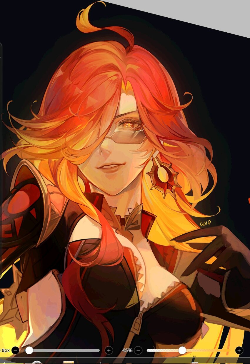 0ishur, 1girl, ahoge, biker_clothes, bikesuit, black_background, black_bodysuit, blonde_hair