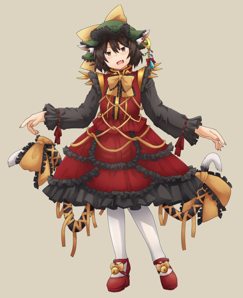 1girl, :d, absurdres, alternate_costume, animal_ear_fluff, animal_ear_piercing, animal_ears, arms_up