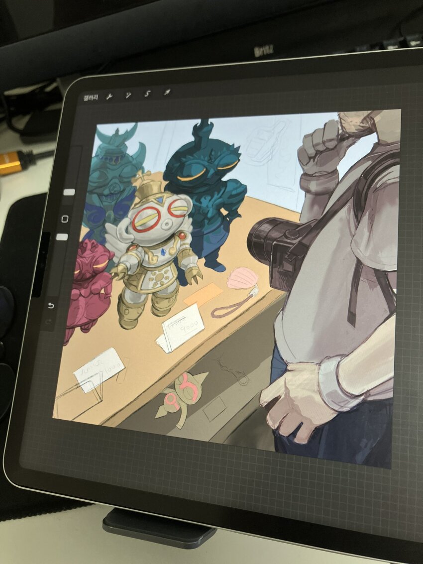 1boy, arahabaki_(megami_tensei), baltoy, camera, claydol, cross, crossover, demon_(megami_tensei)