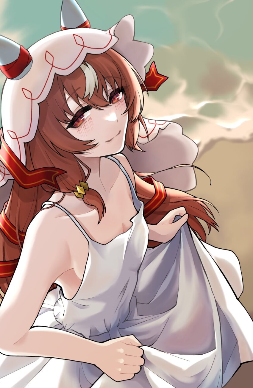 1girl, 2hin03, alternate_costume, animal_ears, armpits, beach, blush, breasts