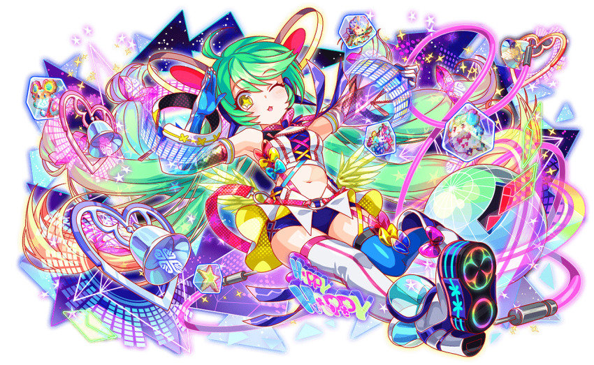 1boy, 3girls, absurdly_long_hair, ahoge, alternate_color, alternate_costume, aqua_bow, aqua_eyes