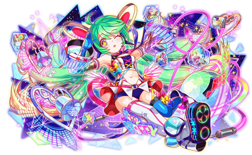 1boy, 3girls, absurdly_long_hair, ahoge, alternate_color, alternate_costume, aqua_bow, aqua_eyes