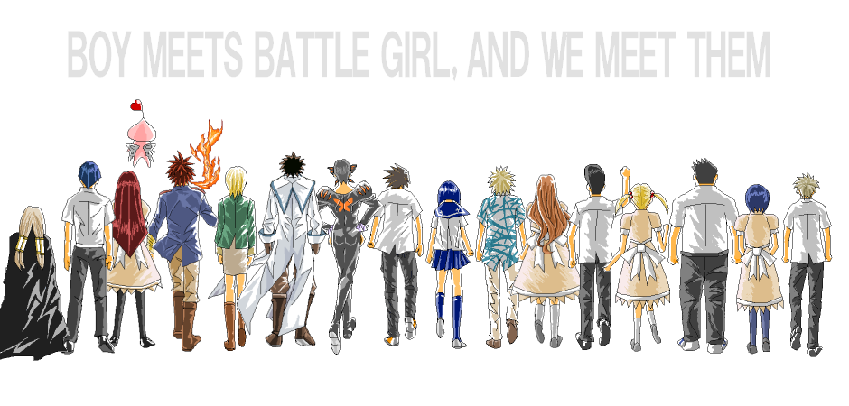 00s, 1other, 6+boys, 6+girls, angel_gozen_(character), black_hair, black_legwear, black_pants