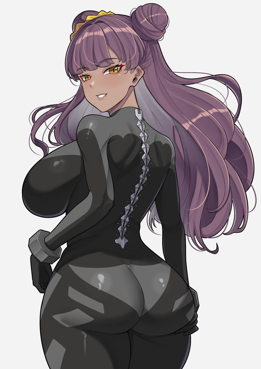 1girl, absurdres, adaku_okoro, ass, band-width, black_bodysuit, bodysuit, breasts