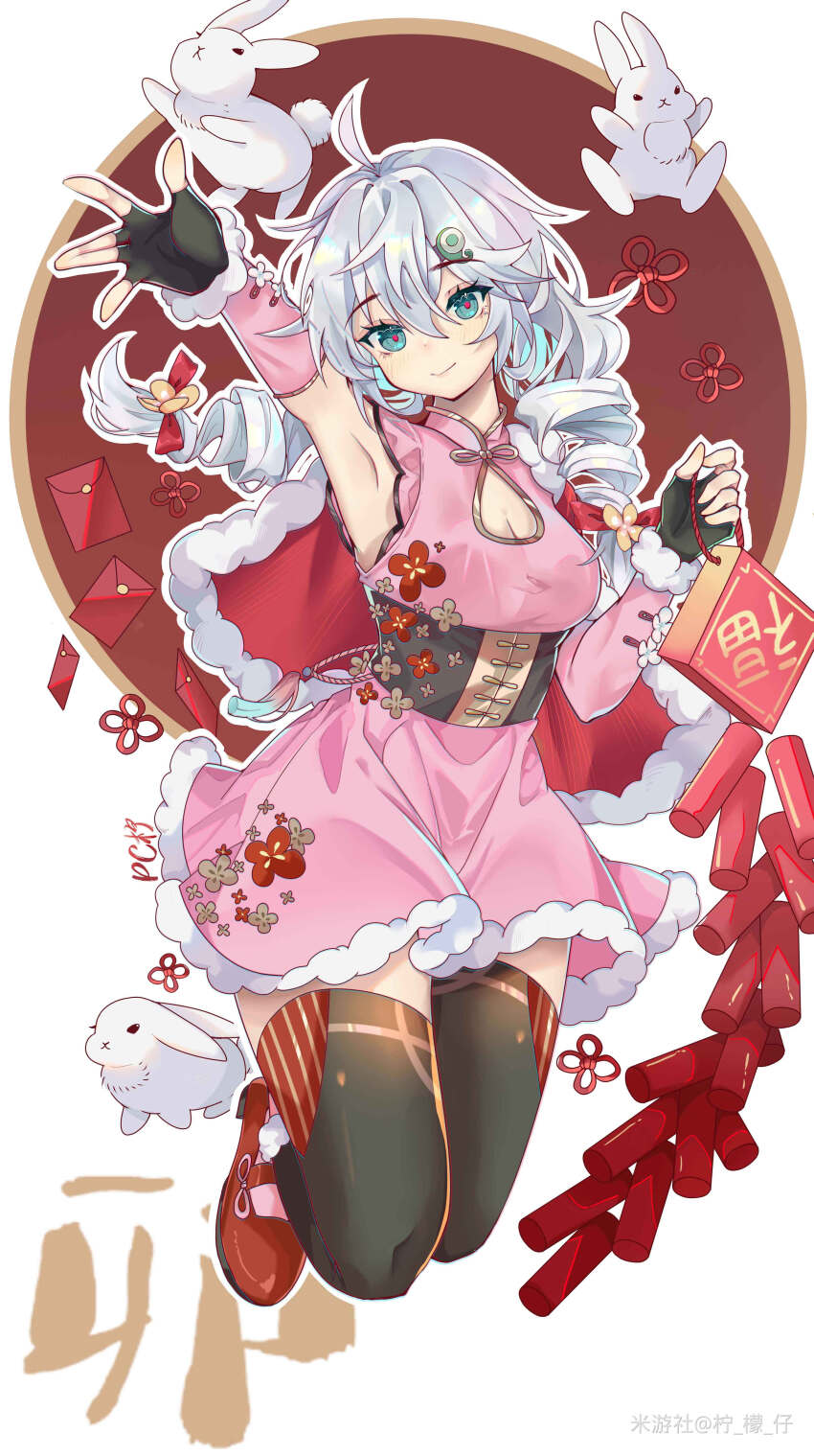 1girl, absurdres, ahoge, honkai_gakuen, black_gloves, black_thighhighs, blue_eyes, breasts