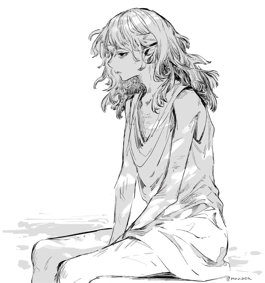 1boy, bags_under_eyes, dungeon_meshi, elf, highres, long_hair, male_focus, messy_hair