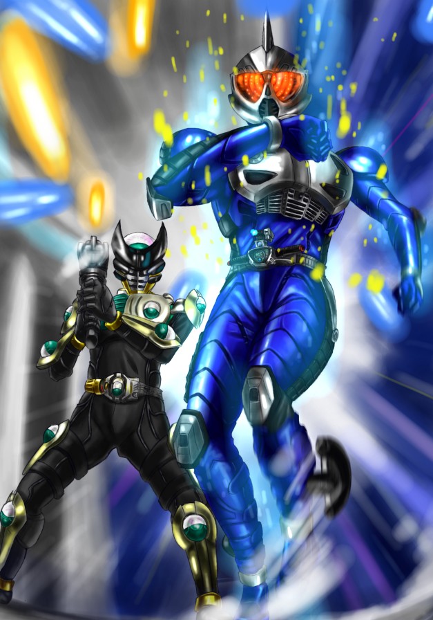2boys, kamen_rider, kamen_rider_accel, kamen_rider_birth, kamen_rider_ooo_(series), kamen_rider_w, momopon, multiple_boys