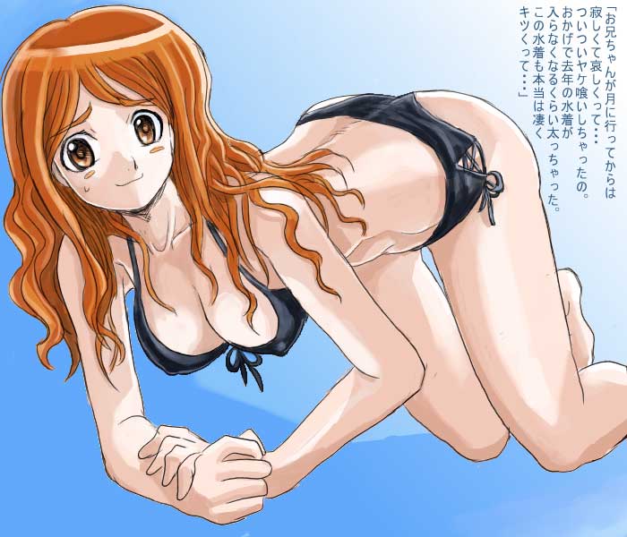 00s, brown_eyes, brown_hair, busou_renkin, mitsurou, mutou_mahiro, swimsuit, translation_request