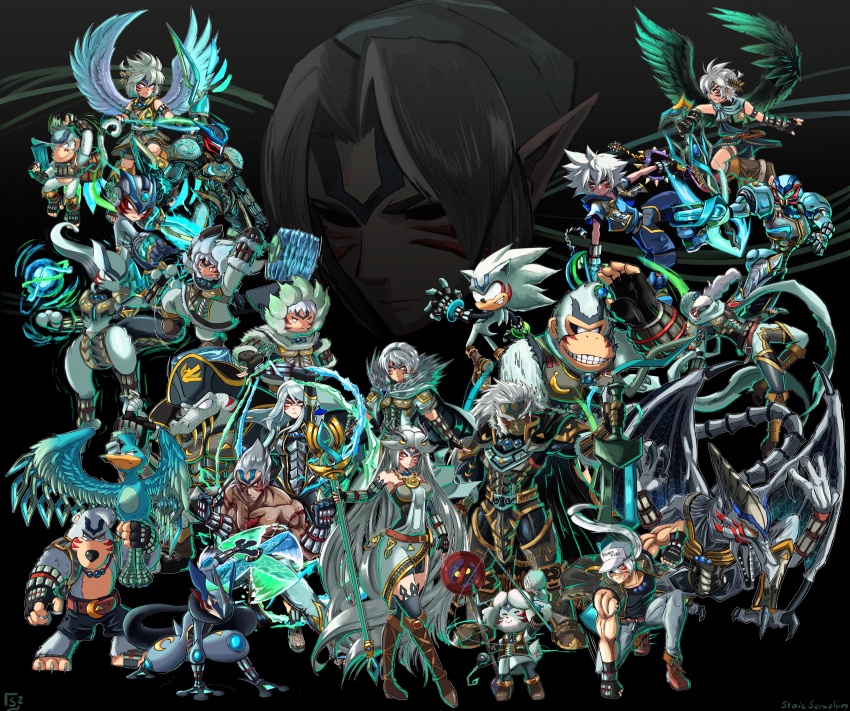 6+boys, 6+girls, absolutely_everyone, absurdres, alien, alternate_clothes_writing, alternate_color, alternate_costume