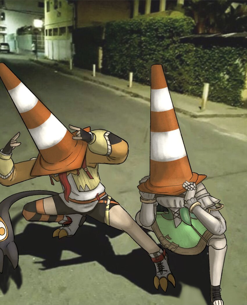 0verzealos, 2girls, black_shorts, cecilia_immergreen, cecilia_immergreen_(1st_costume), doll_joints, dress, fingerless_gloves