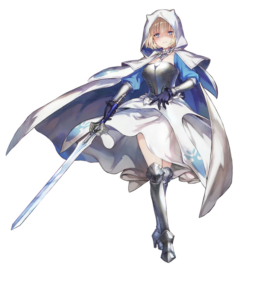 1girl, armor, blonde_hair, blue_eyes, blue_gloves, brown_dust_(series), brown_dust_2, chest_armor