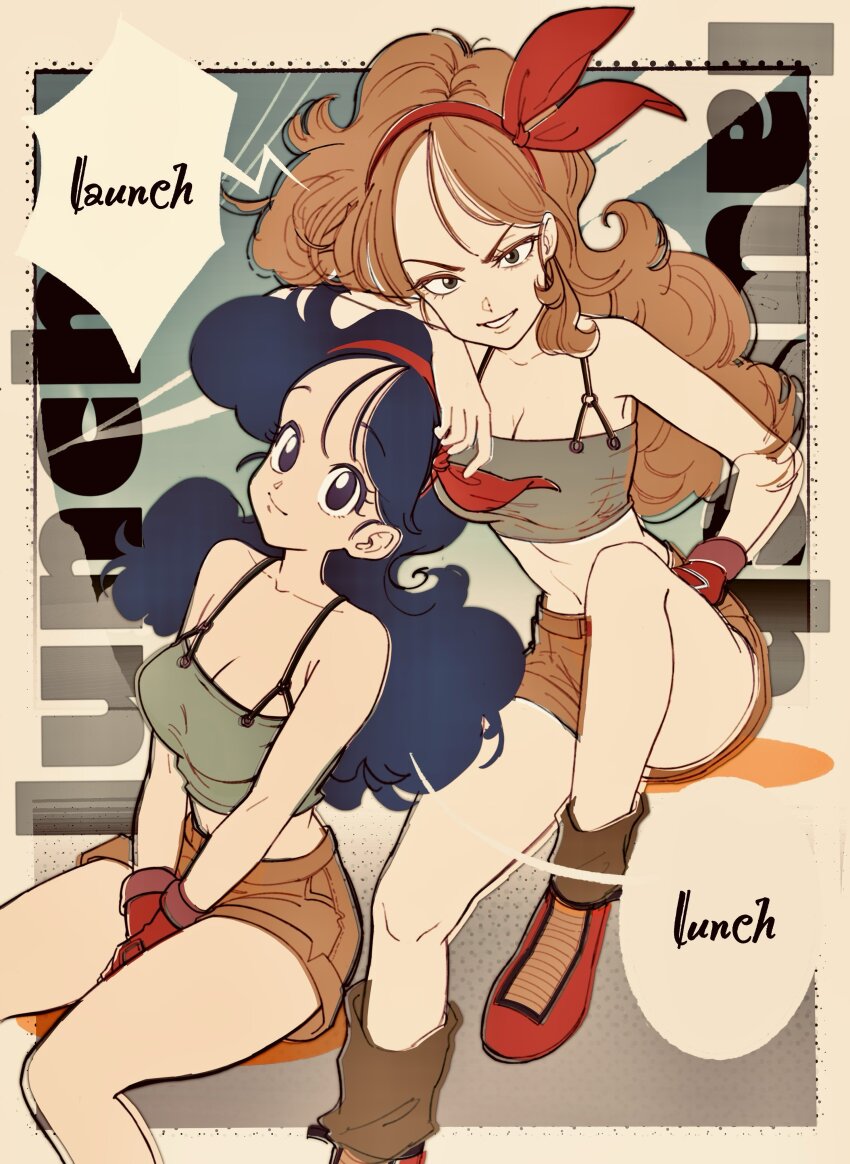 2girls, absurdres, arm_on_another's_head, bare_shoulders, between_legs, blonde_hair, blue_hair, bow