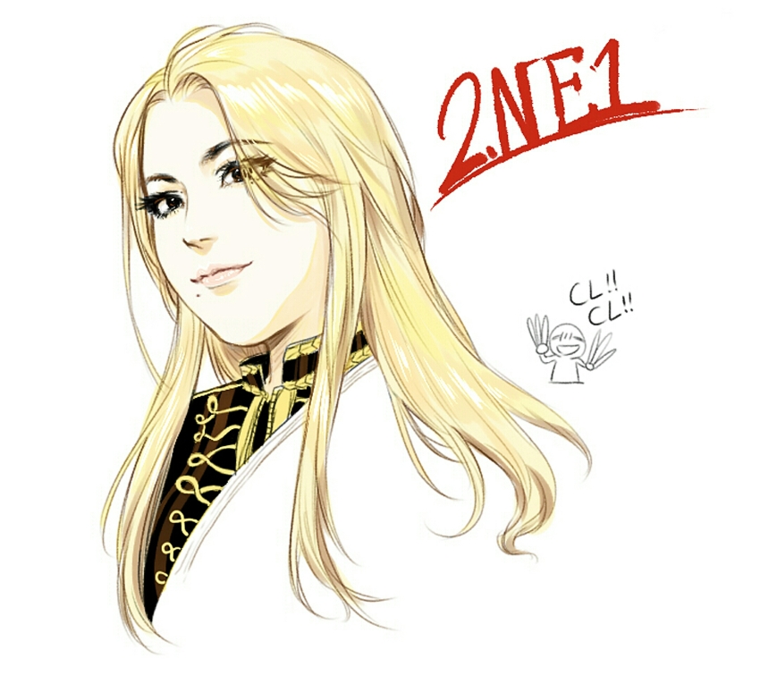 1girl, 2ne1, black_eyes, black_jacket, blonde_hair, character_name, chinese_commentary, cl_(rapper)