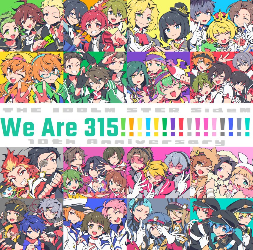 6+boys, absurdres, adjusting_clothes, adjusting_headwear, ahoge, akai_suzaku, akiyama_hayato, akizuki_ryo