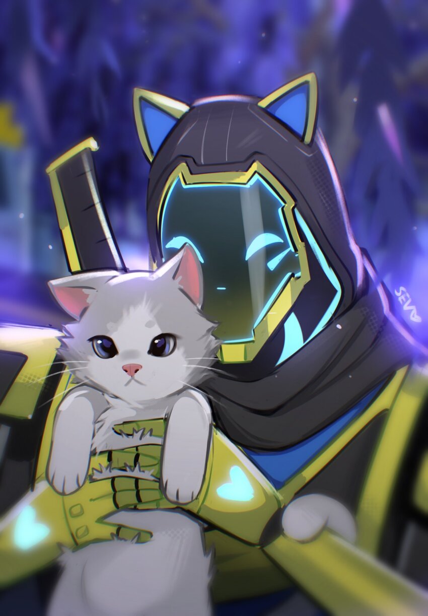 :<, ^_^, animal, animal_ears, apex_legends, artist_name, black_scarf, blue_eyes