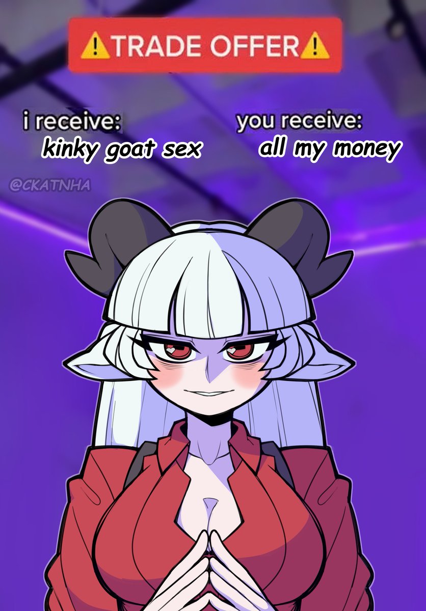 1girl, baphomet_(grizz), breasts, ckatnha, demon_girl, demon_horns, english_text, helltaker