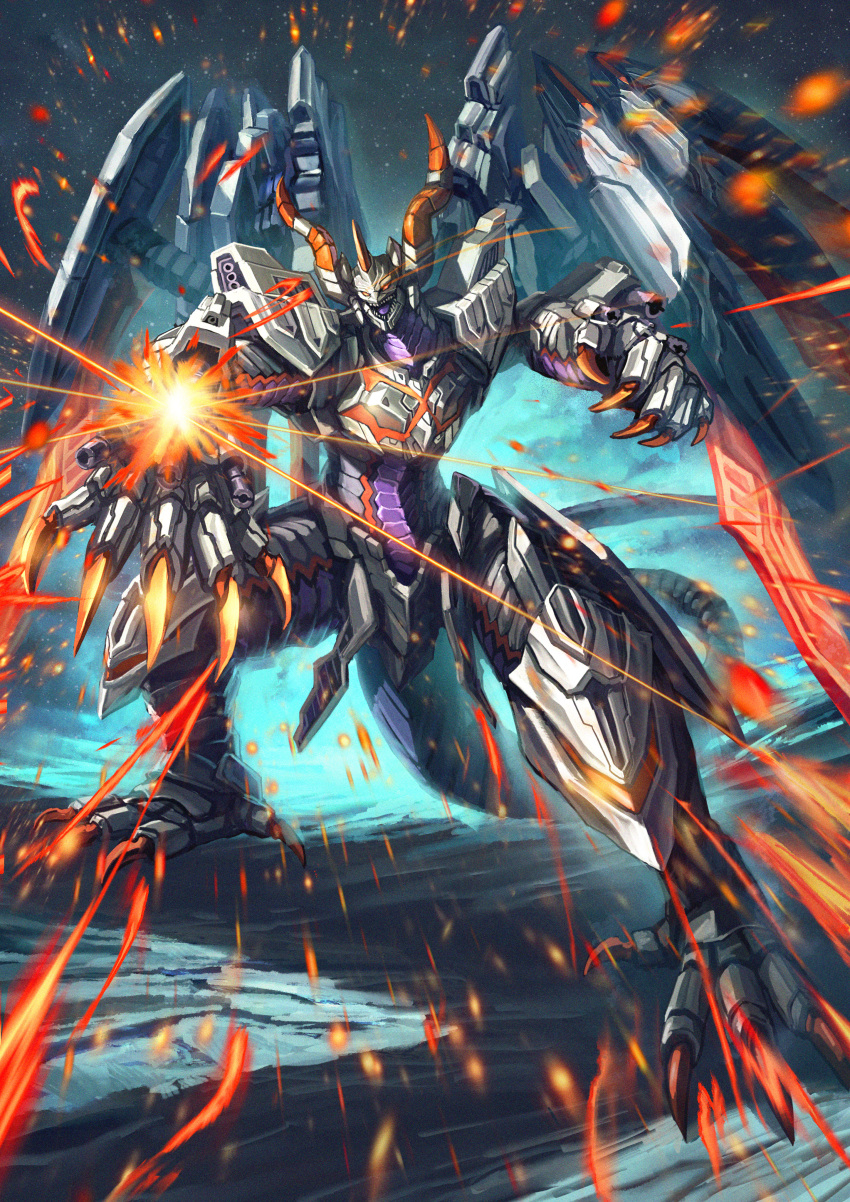 absurdres, armor, creature, dragon, dragon_girl, dragon_horns, dragon_wings, fantasy