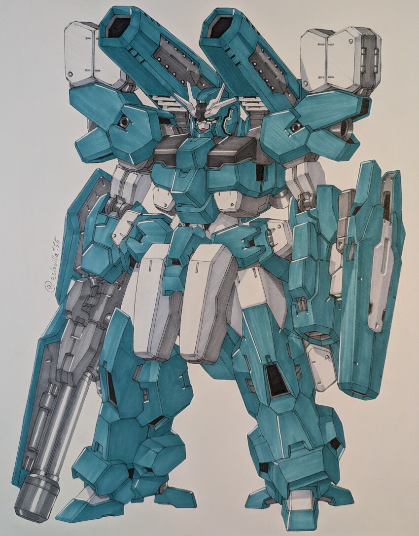 absurdres, arm_cannon, beam_cannon, commentary_request, eclogue.566, full_body, green_eyes, gun