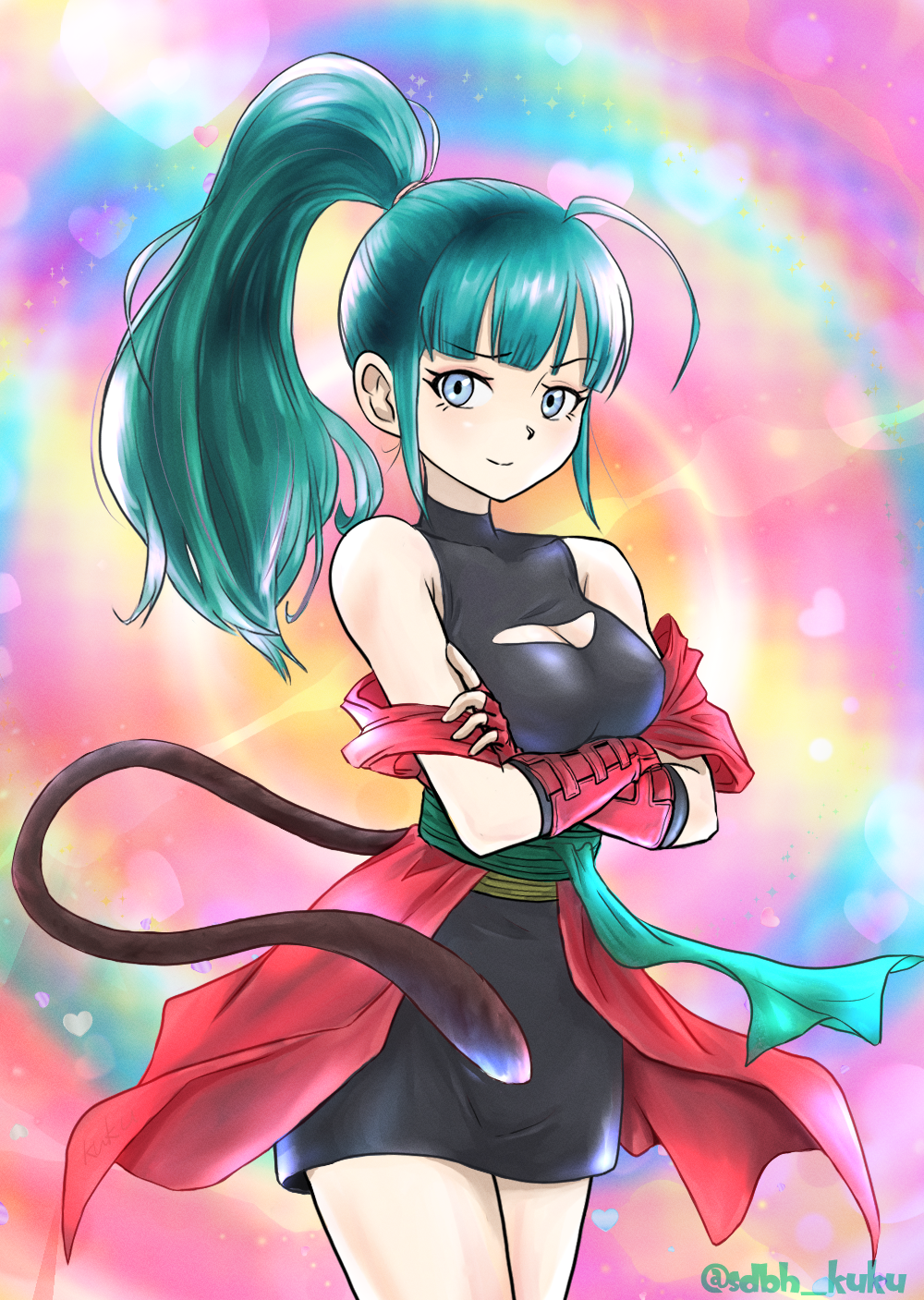 1girl, bare_shoulders, black_skirt, blue_eyes, blunt_bangs, breasts, cleavage, cleavage_cutout