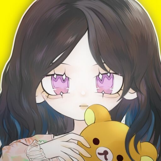 2ne1, animification, black_hair, blue_hair, chinese_commentary, holding, holding_stuffed_toy, k-pop