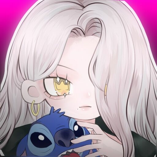 1girl, 2ne1, animification, chinese_commentary, cl_(rapper), creature, earrings, hair_behind_ear, hair_over_one_eye, holding, holding_creature, jewelry, k-pop, light_frown, lilo_&amp;_stitch, miao_da_ye_ye, mole, mole_under_eye, one_eye_covered, pink_lips, portrait, real_life, solo, stitch_(lilo_&amp;_stitch)