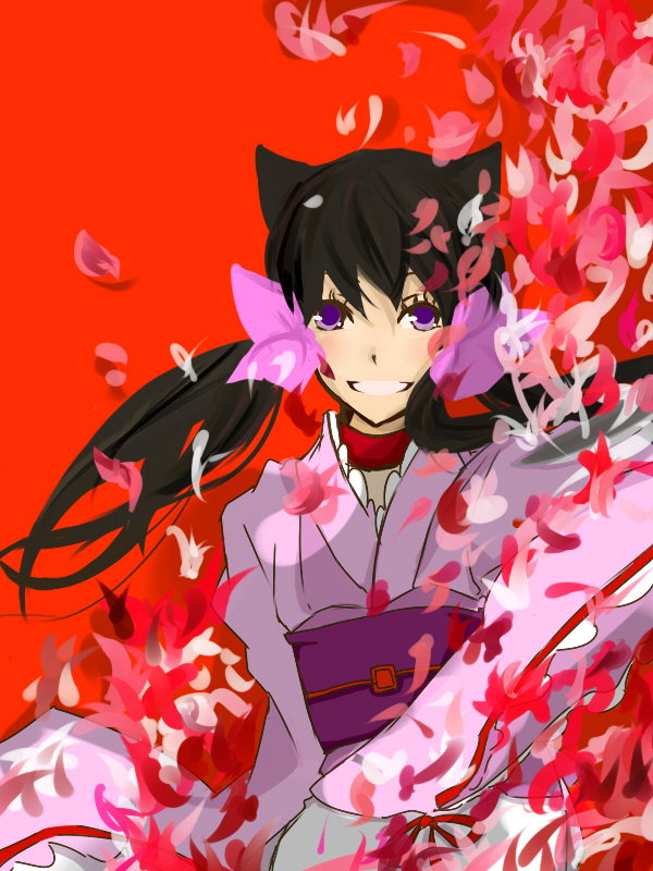 1girl, aine_(artist), aine_(haibane), animal_ears, bad_id, bad_pixiv_id, black_hair, female_focus