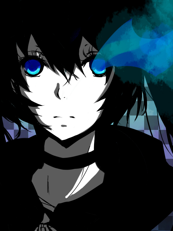 10s, 1girl, aine_(artist), aine_(haibane), bad_id, bad_pixiv_id, black_hair, black_rock_shooter
