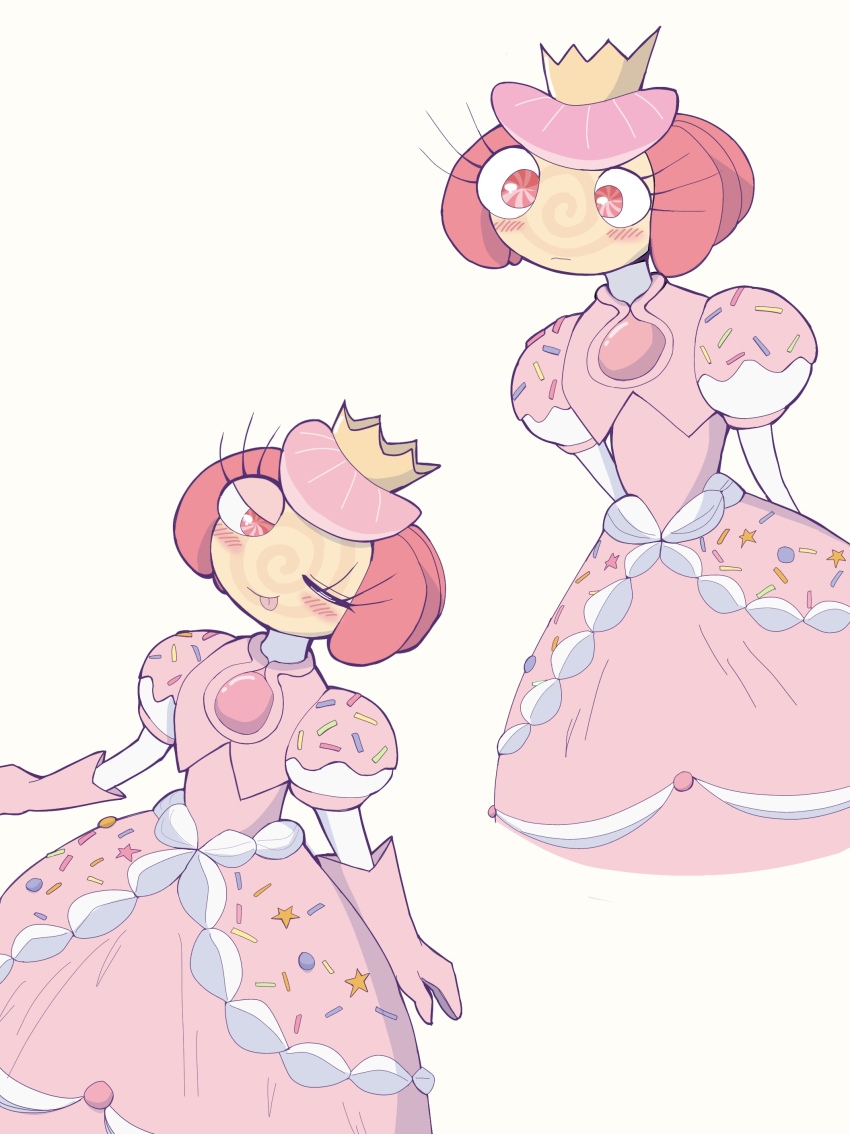 1girl, absurdres, candy_girl, crown, dress, food, glitch_productions, highres