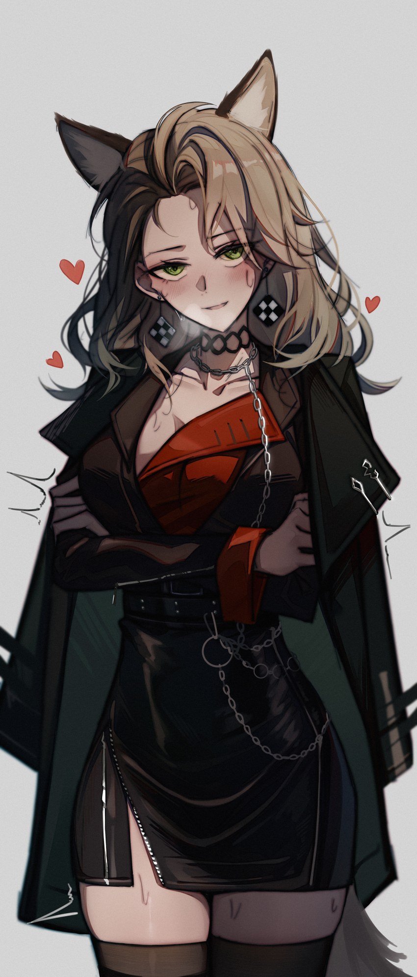 1girl, absurdres, animal_ears, arknights, black_gloves, black_jacket, blush, breasts