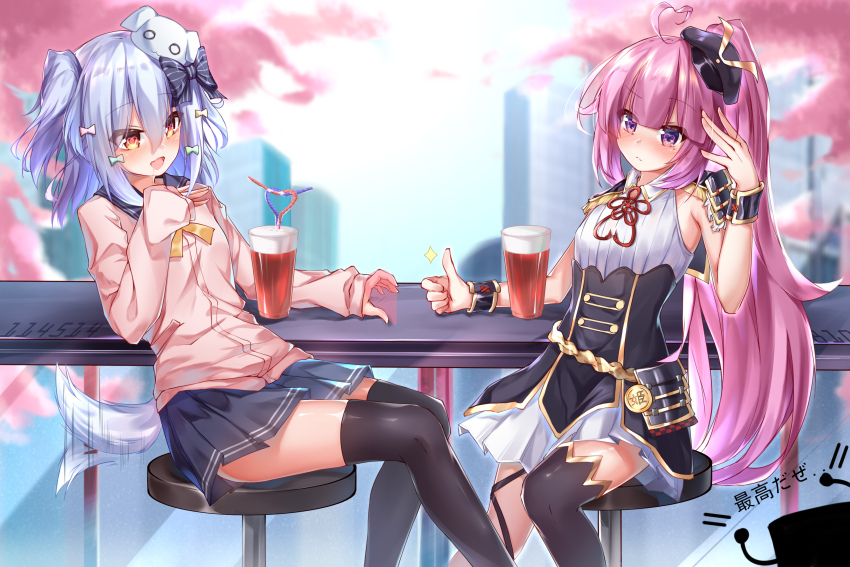 1boy, 1girl, absurdres, ahoge, armor, black_hat, black_skirt, black_thighhighs