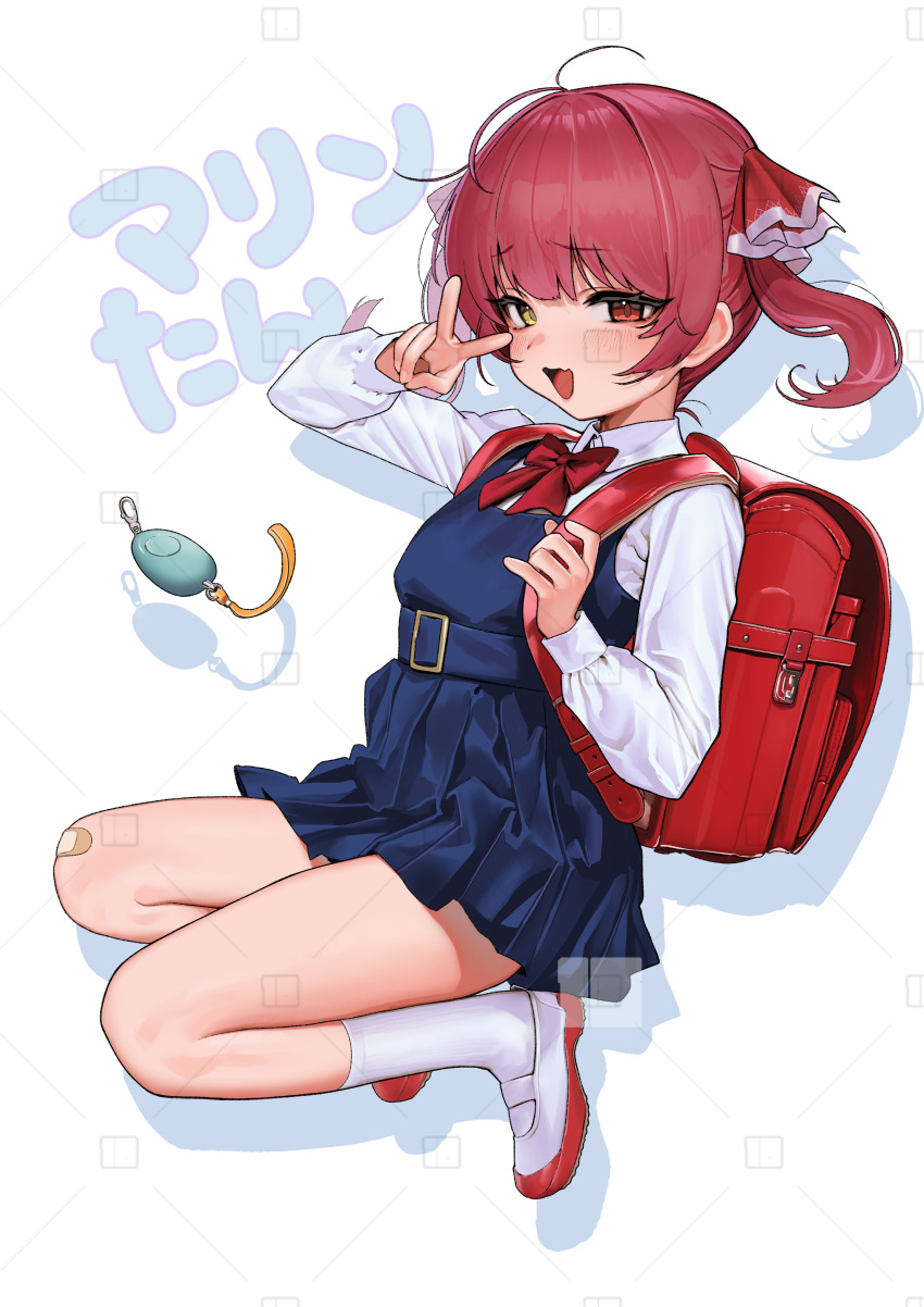 1girl, absurdres, aged_down, backpack, bag, bandaid, bandaid_on_knee, bandaid_on_leg