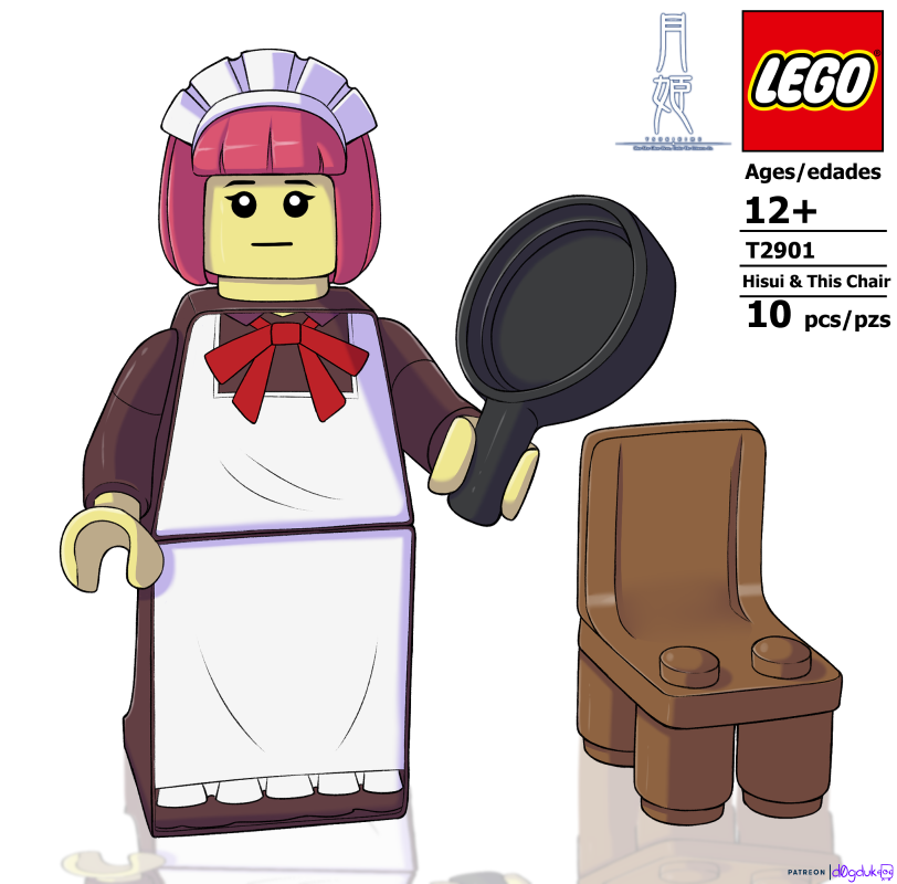 1girl, apron, bow, brown_dress, chair, d0gduk, dress, expressionless