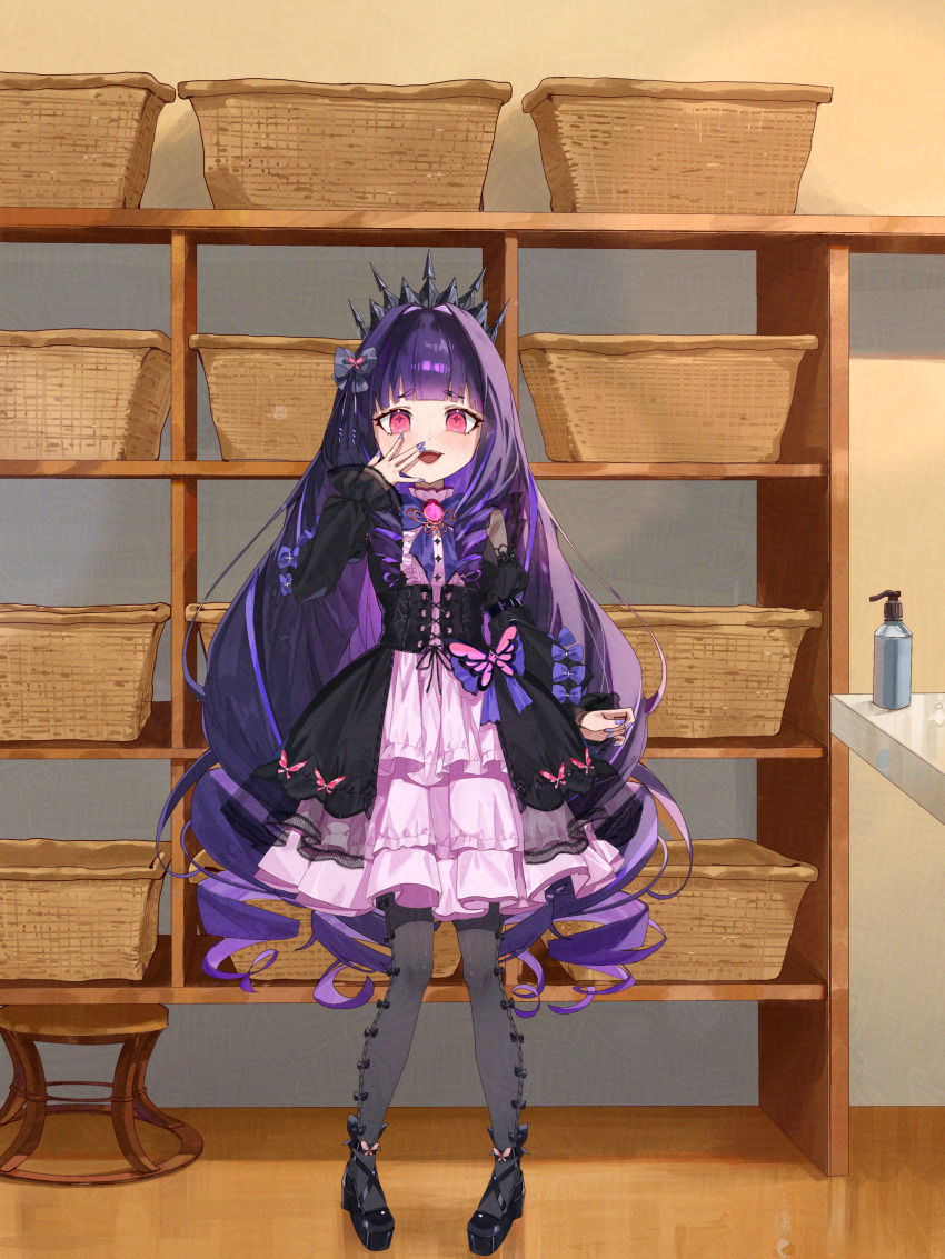 1girl, absurdres, arisu_oshiro, basket, bug, butterfly, butterfly_hair_ornament, commission