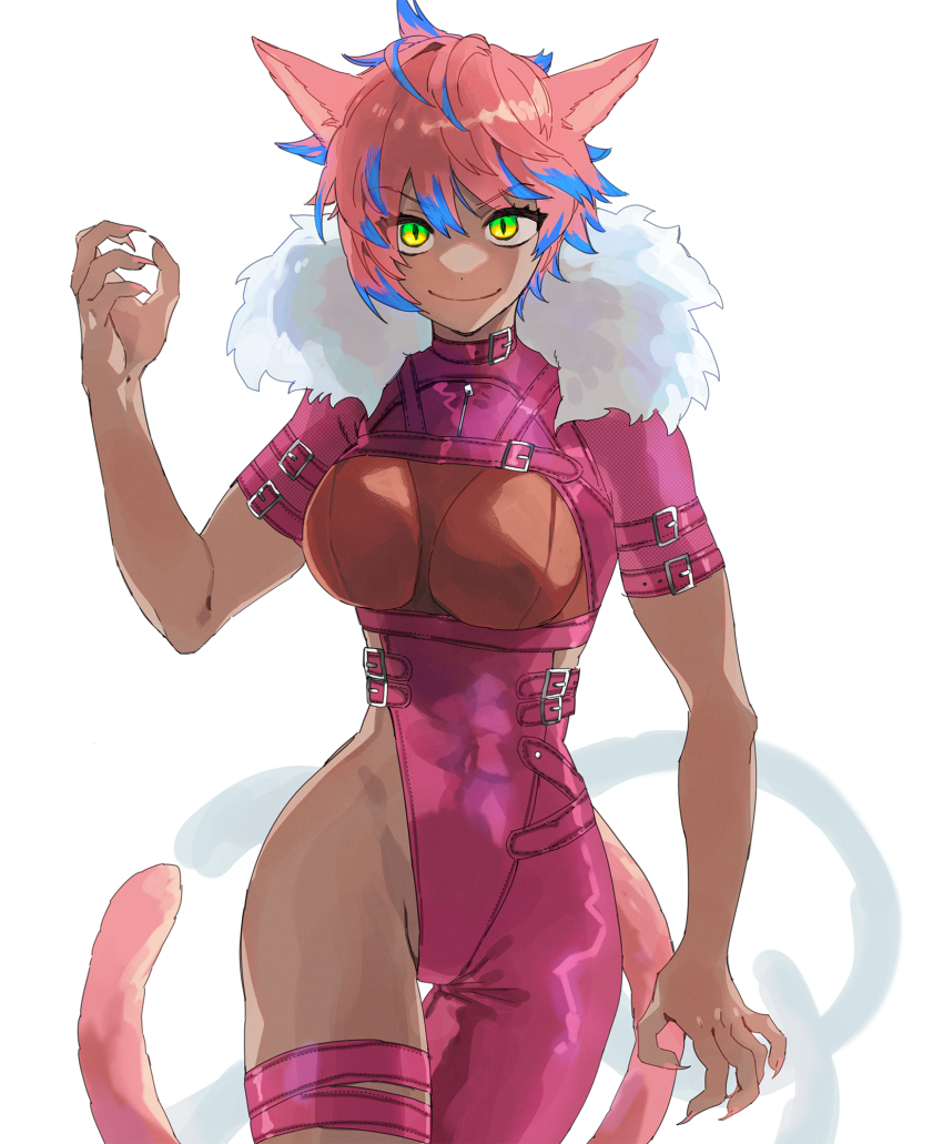 1girl, animal_ears, black_cat_(ff14), black_cat_(ff14)_(cosplay), breasts, cat_ears, cat_tail, closed_mouth