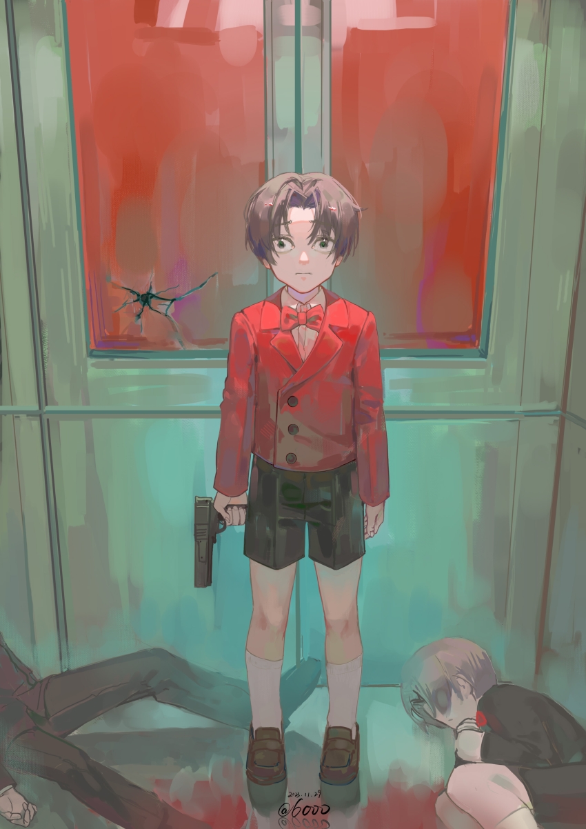 3boys, absurdres, ace_attorney, aged_down, artist_name, black_eyes, black_footwear, black_jacket