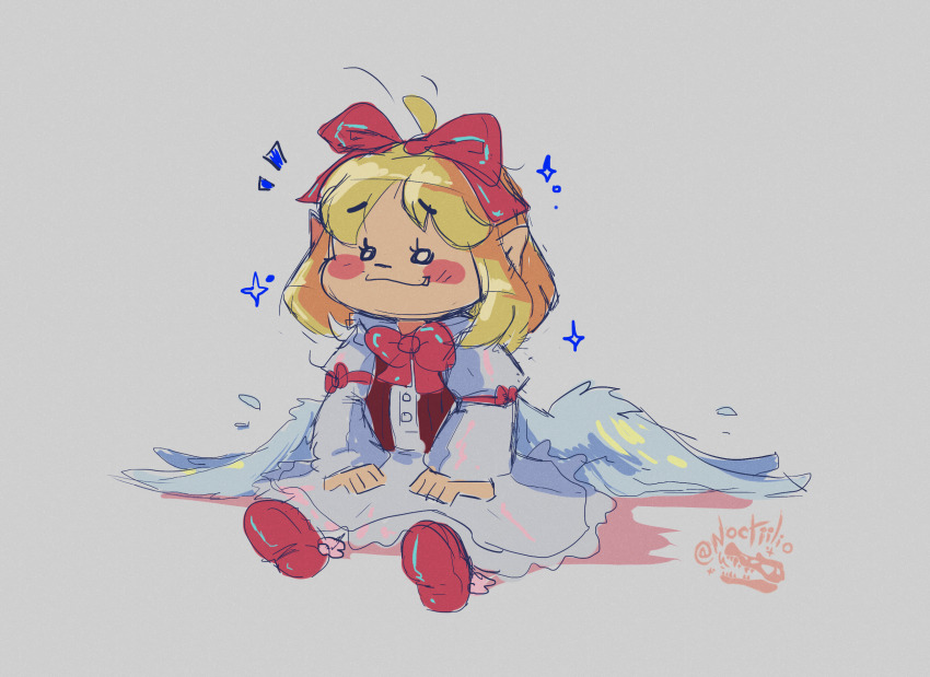 1girl, :3, blonde_hair, blush_stickers, bow, bowtie, chibi, child