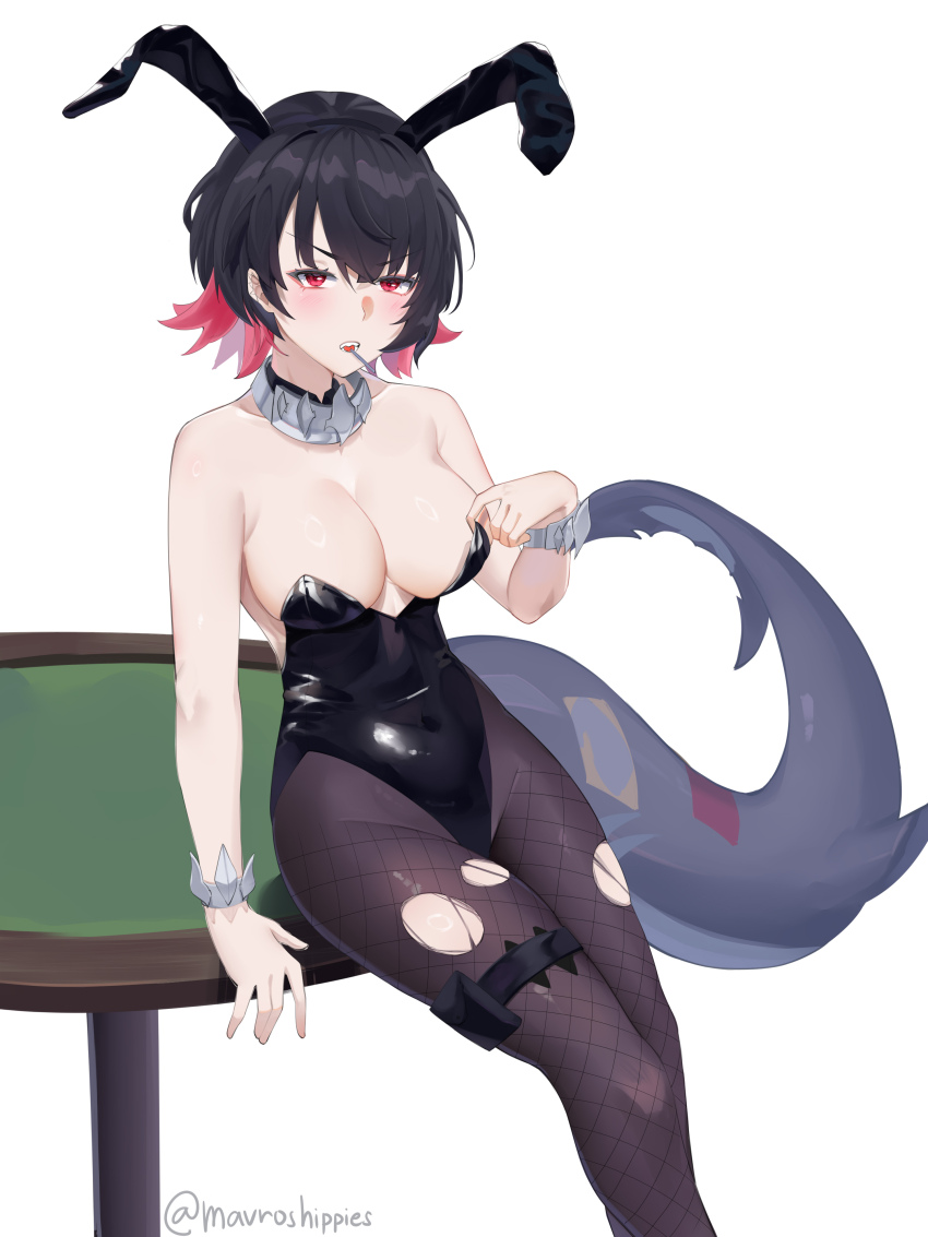 1girl, \||/, absurdres, animal_ears, arm_at_side, artist_name, bare_shoulders, black_hair