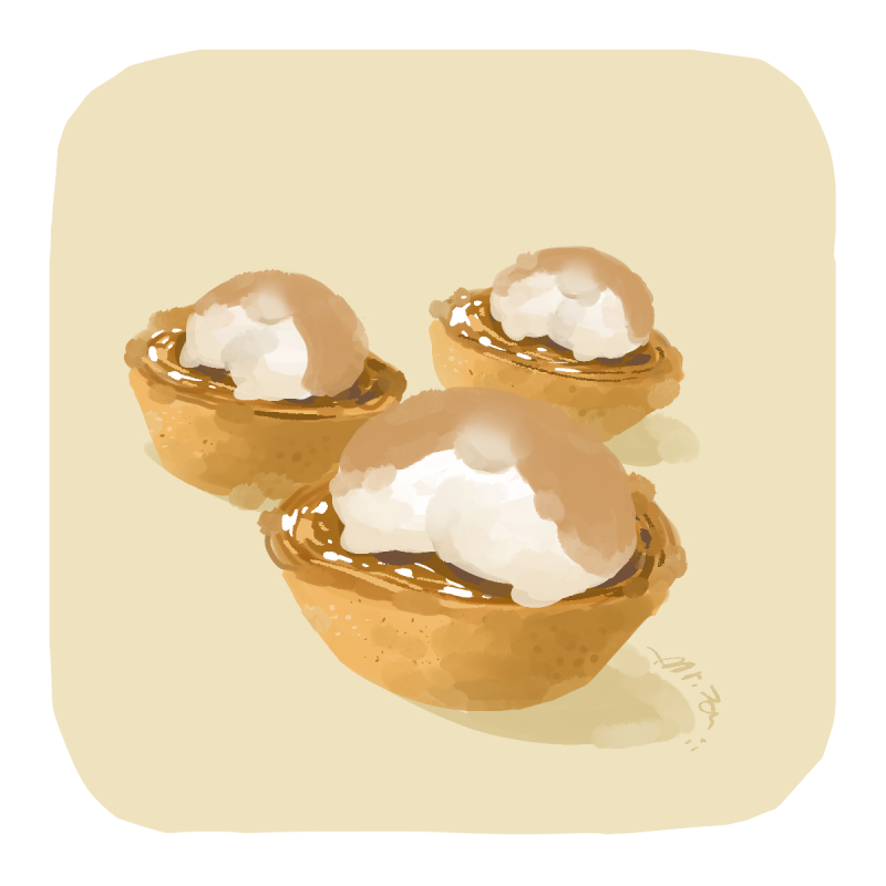 animal-themed_food, egg_tart, food, food_focus, no_humans, original, still_life, tart_(food)